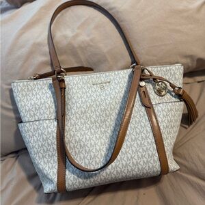 Michael Kors Cream and Tan Signature Tote